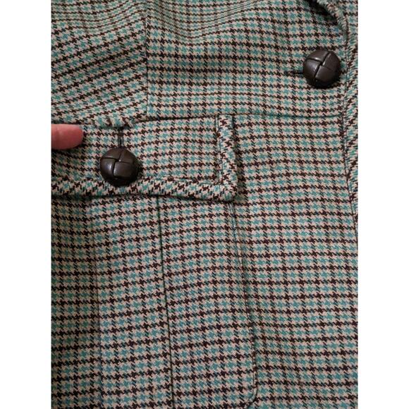 Y2K LAMB Gwen Stefani Wool Tweed Blazer 10 Teal Fitted Jacket 2008 *READ - Picture 2 of 11